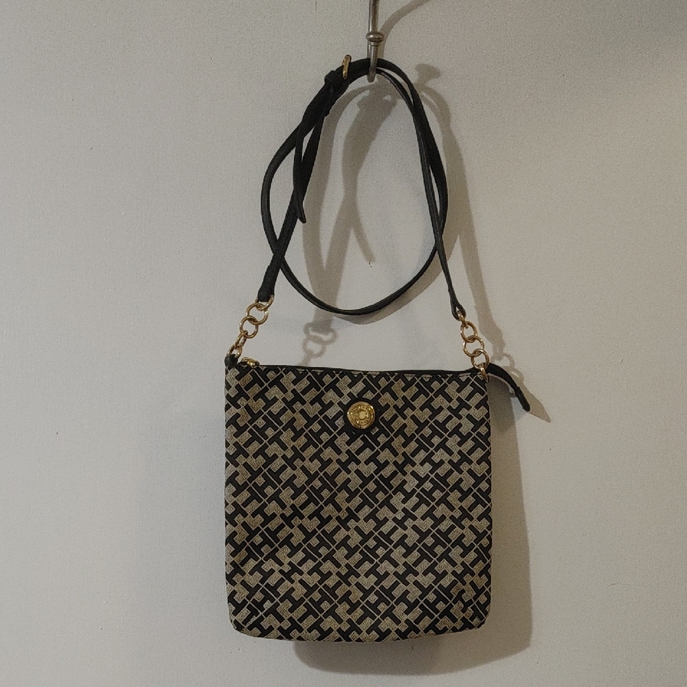 Tommy Hilfiger Black and Gold Crossbody Bag